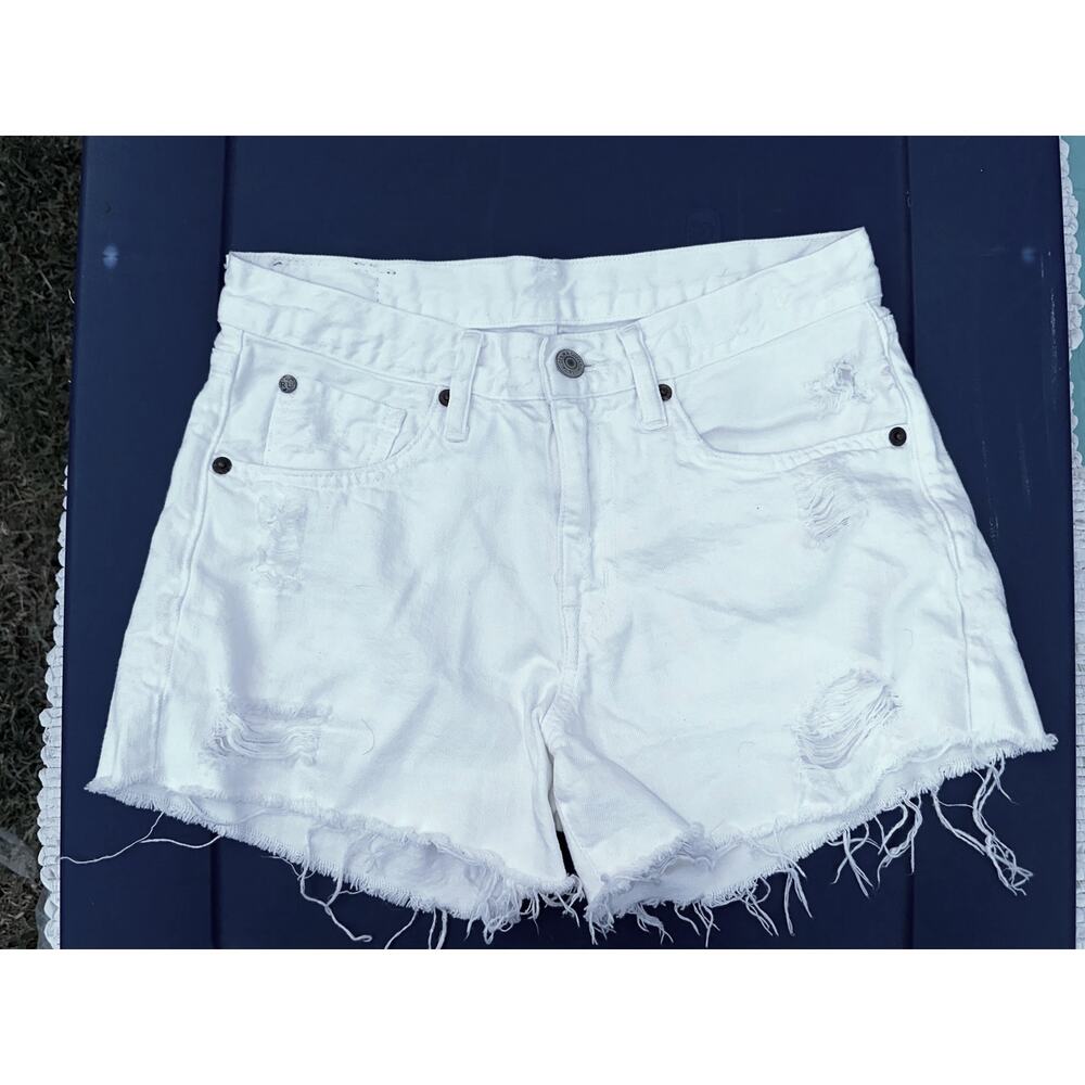 VINTAGE Y2K RALPH LAUREN WHITE DENIM RELAXED CUTOFF SHORTS 24